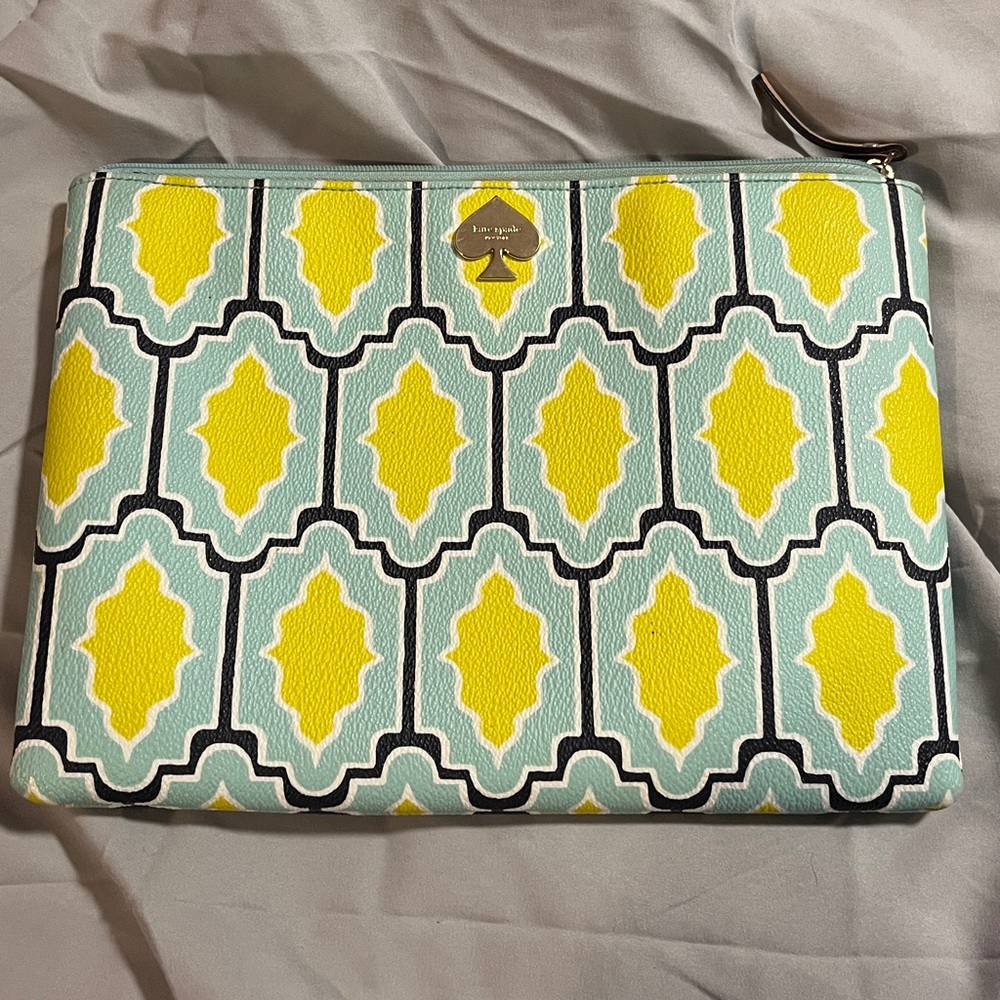 Kate Spade Geometric Yellow and Blue Pouch